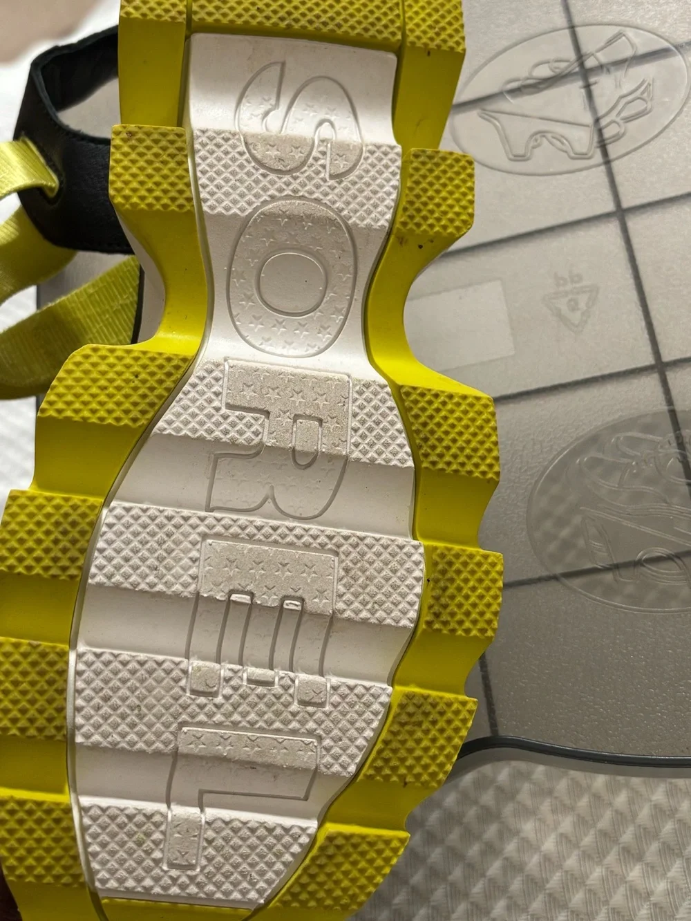Sorel Black Platform Sandals with Yellow Straps